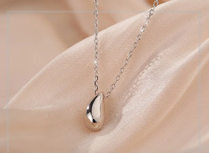 925 Silver Water Drop Necklace Glossy Pendant Wedding Jewelry