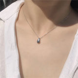 925 Silver Water Drop Necklace Glossy Pendant Wedding Jewelry
