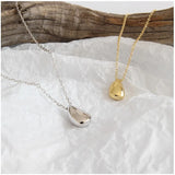 925 Silver Water Drop Necklace Glossy Pendant Wedding Jewelry