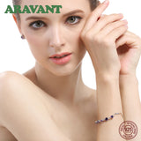 925 Silver Purple CZ Crystal Bracelet Women Wedding Jewelry