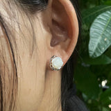 925 Silver Rose Flower Studs Earrings Natural Shell Jewelry