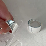 925 Silver Circle Clip Earrings Geometric Design Women's Jewelry