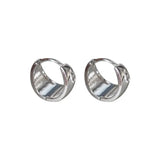 925 Silver Circle Clip Earrings Geometric Design Women's Jewelry