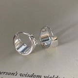 925 Silver Circle Clip Earrings Geometric Design Women's Jewelry