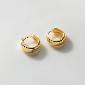 925 Silver Wide Round Hoops Small Huggie Earrings