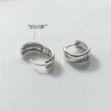 925 Silver Wide Round Hoops Small Huggie Earrings
