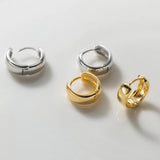 925 Silver Wide Round Hoops Small Huggie Earrings