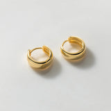 925 Silver Wide Round Hoops Small Huggie Earrings