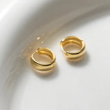 925 Silver Wide Round Hoops Small Huggie Earrings