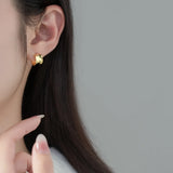 925 Silver C Shape Stud Earrings for Women