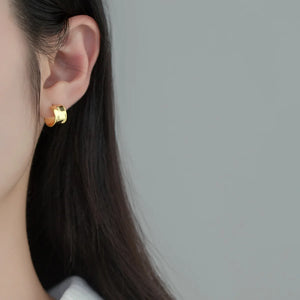 925 Silver C Shape Stud Earrings for Women