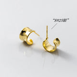 925 Silver C Shape Stud Earrings for Women