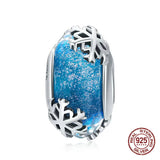 925 Sterling Silver Winter Snow Crystal Beads for Charm Bracelet