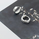 925 Silver Circle Round Hoop Earrings Wire Drawing Frosted Unisex Gift