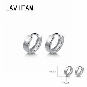 925 Silver Circle Round Hoop Earrings Wire Drawing Frosted Unisex Gift