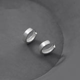 925 Silver Circle Round Hoop Earrings Wire Drawing Frosted Unisex Gift