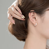 925 Silver Circle Round Hoop Earrings Wire Drawing Frosted Unisex Gift