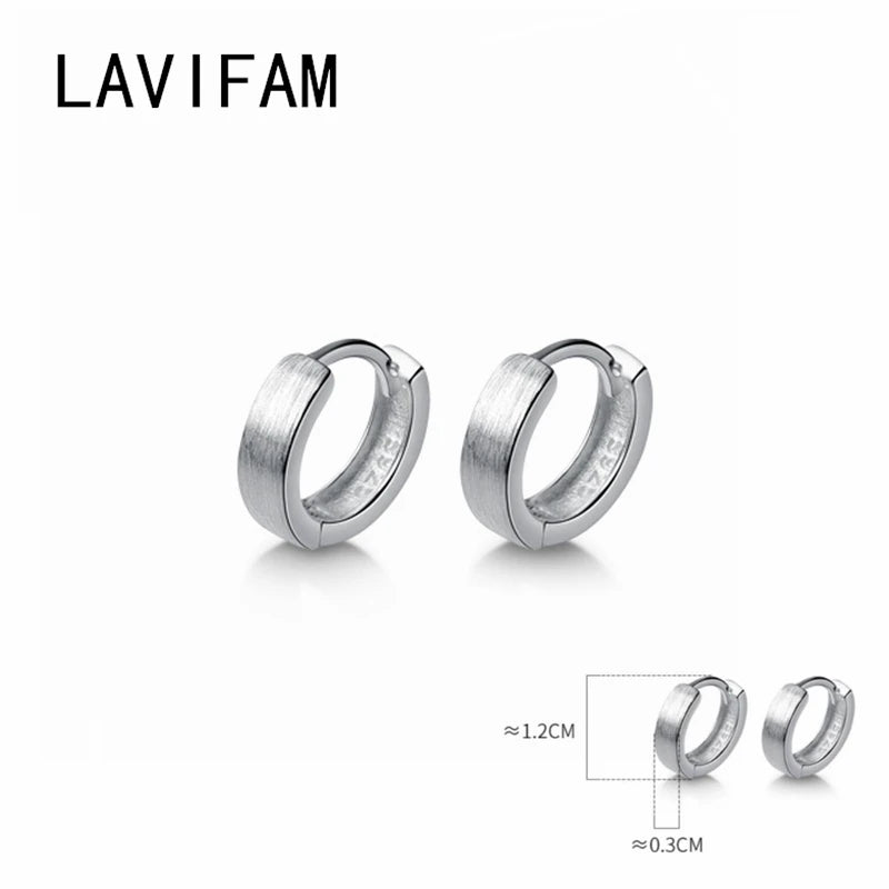 925 Silver Circle Round Hoop Earrings Wire Drawing Frosted Unisex Gift