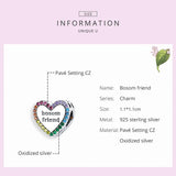 925 Silver Pendant Zircon Heart Charm Bracelet DIY