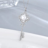 Key Pendant Necklace Women 925 Silver