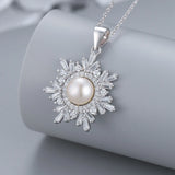 925 Sterling Silver Pearl Pendant Necklace Women Girl Anniversary Party Jewelry