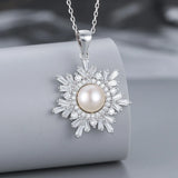 925 Sterling Silver Pearl Pendant Necklace Women Girl Anniversary Party Jewelry