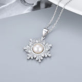 925 Sterling Silver Pearl Pendant Necklace Women Girl Anniversary Party Jewelry