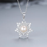 925 Sterling Silver Pearl Pendant Necklace Women Girl Anniversary Party Jewelry