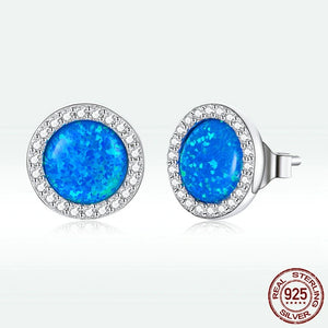 925 Sterling Silver Opal Earrings for Women
