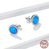 925 Sterling Silver Opal Earrings for Women