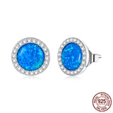 925 Sterling Silver Opal Earrings for Women