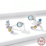 925 Silver Opal Earrings Classic Anniversary Party Jewelry