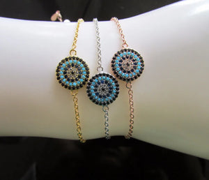 925 Silver Turkey Hamsa Evil Eye Charm Bracelet for Teens