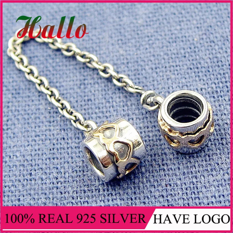 925 Silver Safty Chain Beads Fit Charms Bracelet Women Jewelry Berloque
