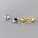 925 Silver Flower Pattern Hoop Earrings for Women