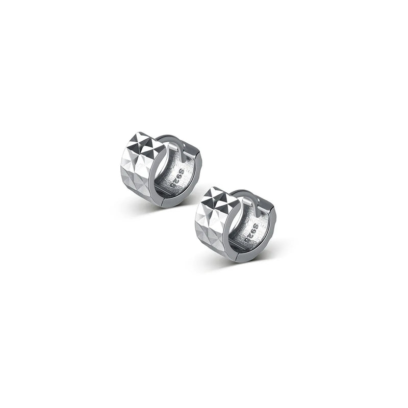 925 Silver Flower Pattern Hoop Earrings for Women