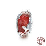 925 Silver Butterfly Glass Beads Bangle Charm Pendant