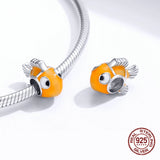 925 Sterling Silver Enamel Clownfish Charm Bead for Bracelet