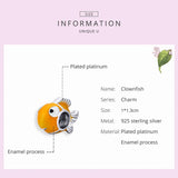 925 Silver Clownfish Charm for Bangle Bracelet DIY Jewelry