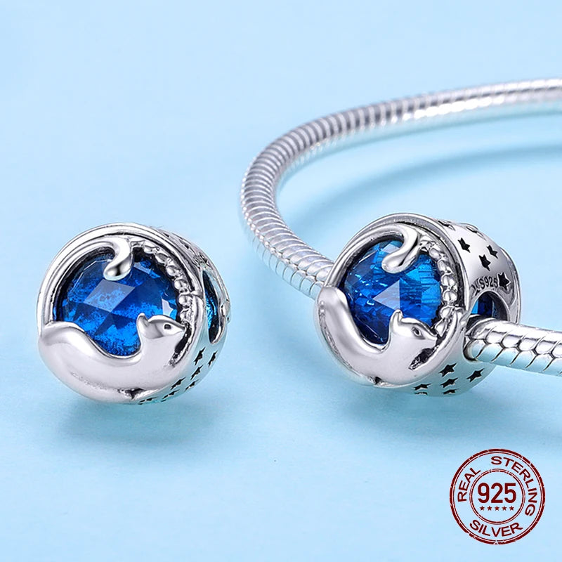 925 Silver Crystal Cat Charm for 3MM Beads Pendant