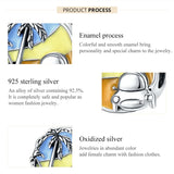 925 Sterling Silver Journey Charm Bangle Bracelet DIY Enamel Beads Charms