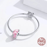 925 Silver Pink Crystal Beads Pendant for 3MM Bracelet Charm