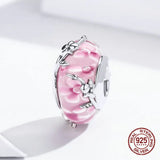 925 Silver Pink Crystal Beads Pendant for 3MM Bracelet Charm