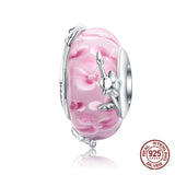 925 Silver Pink Crystal Beads Pendant for 3MM Bracelet Charm