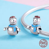 925 Silver Snowman Girl Boy Beads for Bracelet Necklace Pendant