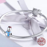 925 Silver Snowman Girl Boy Beads for Bracelet Necklace Pendant