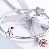 925 Silver Snowman Girl Boy Beads for Bracelet Necklace Pendant