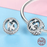 925 Silver Vintage Giraffe Zircon Beads Bracelet Charm Pendant Jewelry