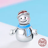 925 Silver Winter Snowman Boy Girl Charm for Bracelet Pendant