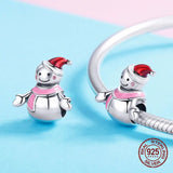 925 Silver Winter Snowman Boy Girl Charm for Bracelet Pendant
